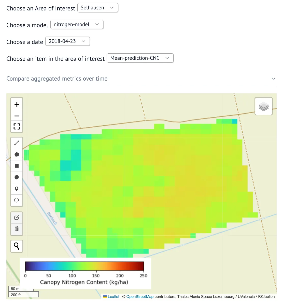 =556x598 Results display page of canopy nitrogen content