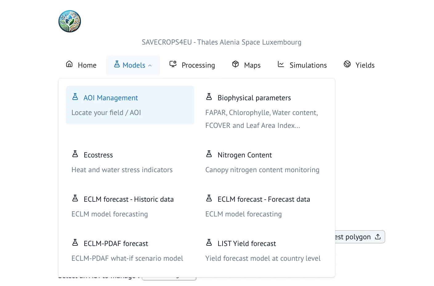 =705x465 UI menu showing the options available to users.